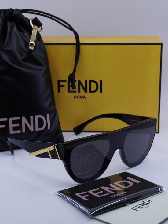 Fendi FE40150I 01A Shield Sunglasses - Black / Smoke main image 8